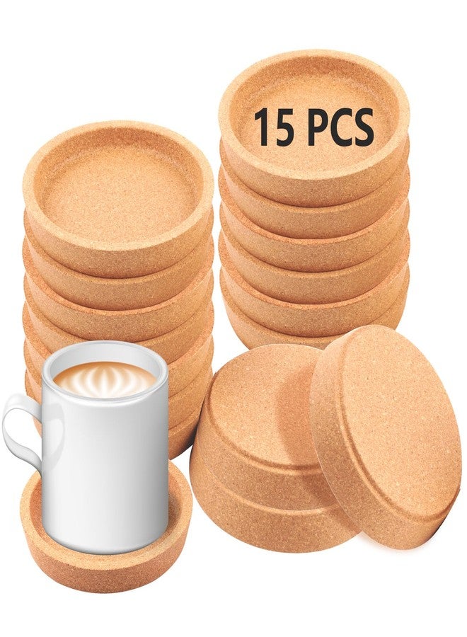 Anpuimult 15 Pcs Cork Coasters with Lip,Protect Your Table from Beverage Leak-Proof Cork Cup Holder,Non-Slip,Absorbent and Reusable Coasters for Drinks,Suitable for use with Most Types of Mugs - Image 1